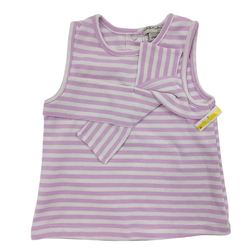 Habitual Girls Pink Striped Dress and Velvet Bloomer Shorts 24 Months - Picture 5 of 10